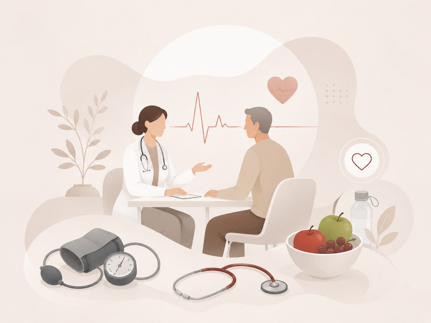 Consulta cardiovascular em estilo suave com foco em prevenção